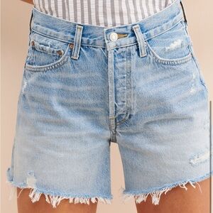 AGOLDE Parker Long Cutoff Shorts in Light Denim